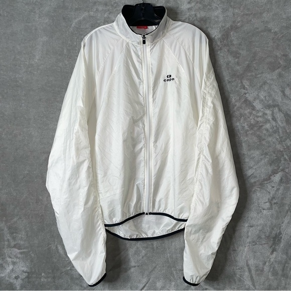 Capo Ultralight Cycling Jacket White with Black Trim Full Zip w/ Pocket Size XL - Picture 1 of 8